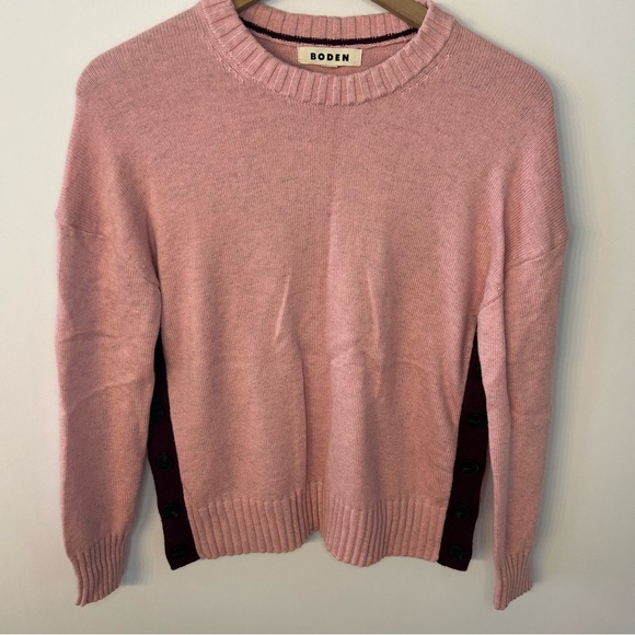 Boden Zia Button Side Sweater in Pink and Burgundy, Size Small - Picture 4 of 10